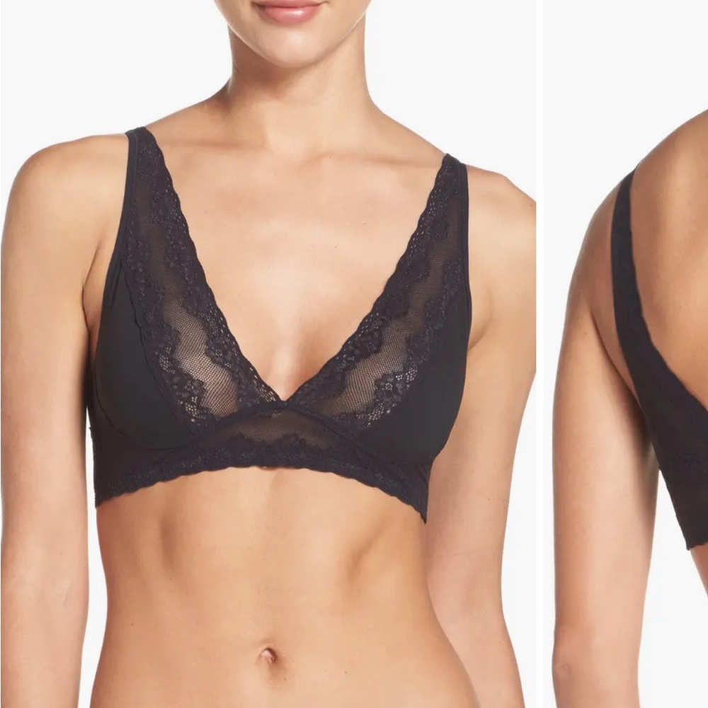 Natori Bliss Perfection Black Lace Wireless Bralette Bra